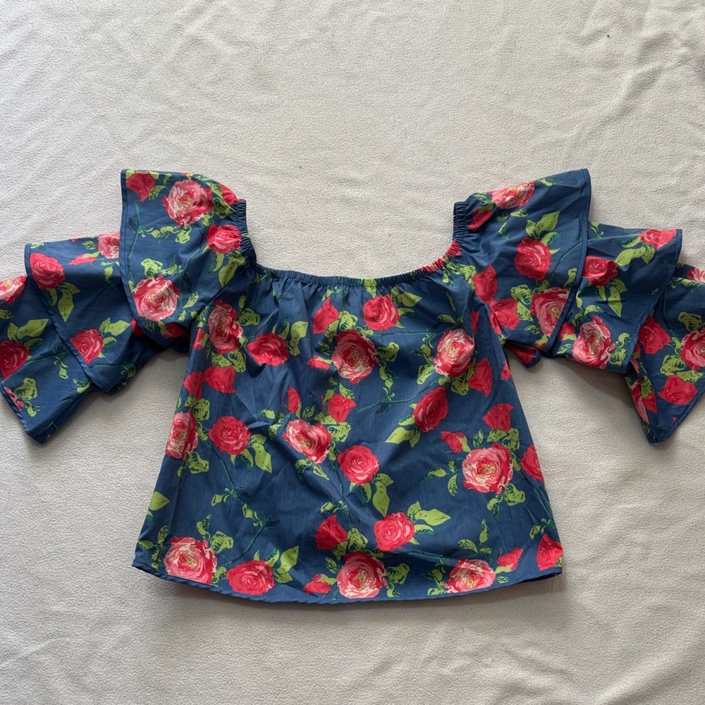 Flying Tomato Blue and Pink Floral Top